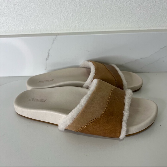 Olukai Womens Ho'ala Slide Sandals Shearling Lined Leather Comfort Slip On Sz 8 - Picture 2 of 11